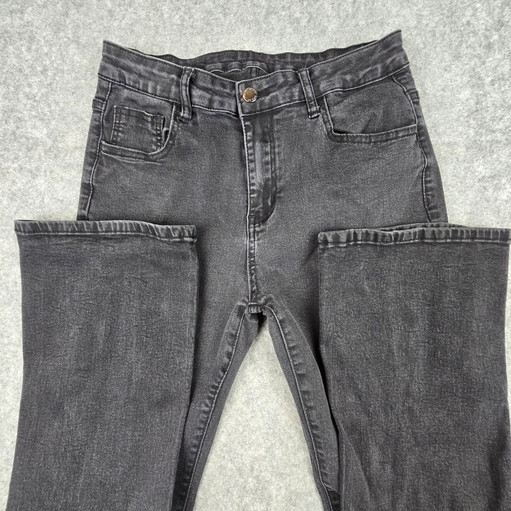 Roswear Jeans Womens Large Black Flare High Rise Stretch Denim Bell Bottom